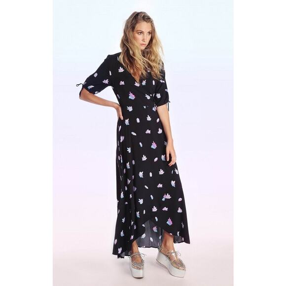 Wildfox Crystal Wrap Maxi Dress XS White Hippie Boho Festival - Picture 14 of 15